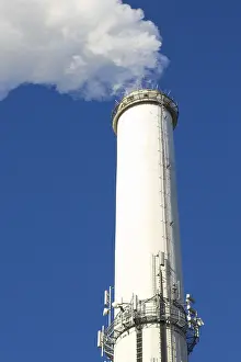Smokestack Emissions Prints: Smoking industrial chimney, stack