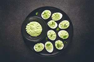 Healthy Vegetarian Meal Ideas Prints: Snack, stuffed eggs with avocado