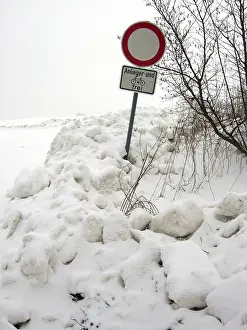 Deserted Country Lane Prints: Snow-covered path