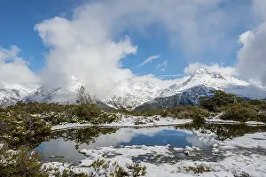 Snow Capped Mountains NZ Prints: Snow on summit of Key Summit, Mt