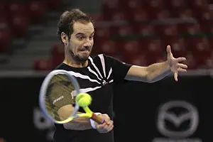 Prints of Sofia, Bulgaria - 10 November, 2020: France's Richard Gasquet in action against Spain's Roberto Carballes Baena during the ATP 250 Sofia Open qualifications, Sofia, Bulgaria Sofia Sport Prints: Sofia, Bulgaria Print: ATP 250 Sofia Open Qualifications