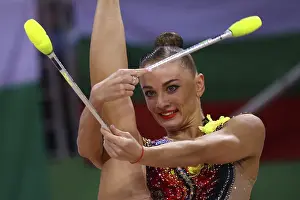 Prints of Sofia, Bulgaria - 15 September, 2022: Ekaterina Vedeneeva of Slovenia in action during the 39th FIG Rhythmic Gymnastics World Championships Sofia Prints: Sofia, Bulgaria - 15 September Print: Ekaterina Vedeneeva in Action