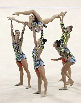 Prints of Sofia, Bulgaria - 16 September, 2018: Team Italy performs during The 2018 Rhythmic Gymnastics World Championships. Group tournament Sofia Prints: Rhythmic Gymnastics Print - Sofia, Bulgaria 2018