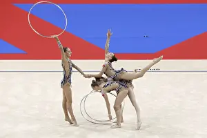 Prints of Sofia, Bulgaria - 16 September, 2018: Team Belarus performs during The 2018 Rhythmic Gymnastics World Championships. Group tournament Sofia Prints: Rhythmic Gymnastics World Championships Print - Sofia, Bulgaria