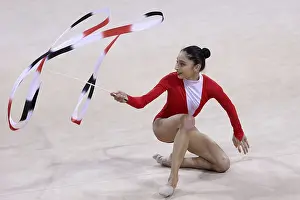 Prints of Sofia, Bulgaria - 27 March, 2021: Arzu Jalilova of Azerbaijan performs during the individual Ribbon qualifications at the 2021 Rhythmic Gymnastics Sofia World Cup, Sofia, Bulgaria Sofia Prints: Rhythmic Gymnastics Sofia World Cup Print - 27 March 2021
