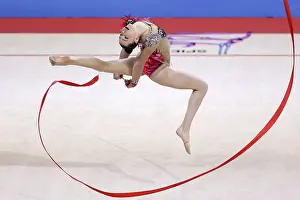 Prints of Sofia, Bulgaria - 27 March, 2021:Adi Asya Katz of Israel performs during the individual Ribbon qualifications at the 2021 Rhythmic Gymnastics Sofia World Cup, Sofia, Bulgaria Sofia Prints: Rhythmic Gymnastics Print: Sofia, Bulgaria - 27 March 2021