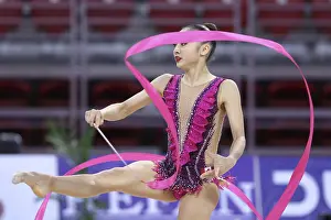 Sofia Bulgaria Event Prints: Sofia, Bulgaria - 6 May, 2017: Katherine Uchida from Canada performs during Rhythmic Gymnastics World Cup Sofia 2017