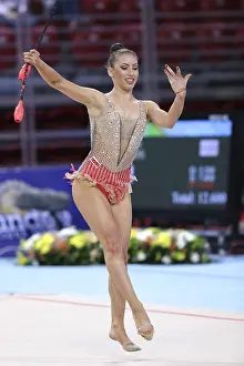 International Gymnastics Competition Prints: Sofia, Bulgaria - 6 May, 2017: Katrin Taseva from Bulgaria performs during Rhythmic Gymnastics World Cup Sofia 2017
