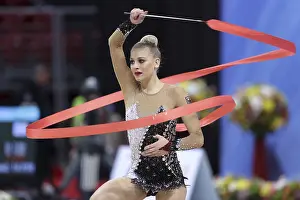 Prints of Sofia, Bulgaria - 6 May, 2017: Noemi Peschel from Germany performs during Rhythmic Gymnastics World Cup Sofia 2017. Individual tournament Sofia Prints: Rhythmic Gymnastics World Cup Sofia 2017 Print