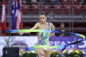Prints of Sofia, Bulgaria - 6 May, 2017: Natalia Garcia from Spain performs during Rhythmic Gymnastics World Cup Sofia 2017. Individual tournament Sofia Prints: Rhythmic Gymnastics World Cup Sofia 2017 Print - May 6, 2017