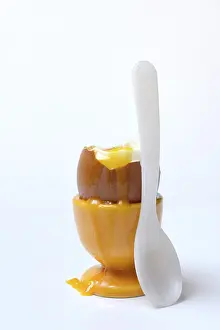 Soft Boiled Egg Prints: Soft boiled breakfast egg in egg cup with spoon
