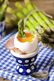Vegetarian Meal Ideas Prints: Soft-boiled egg with asparagus