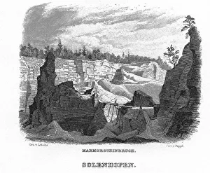 Southern Germany Illustration Prints: Solnhofen, quarry, drawing by Lebschee