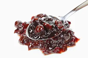 Cut Out Cherry Images Prints: Sour cherry jam with a spoon