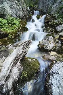 Mountain Creek Waterfall Prints: Source of the Isar river in the middle Hinterautal valley