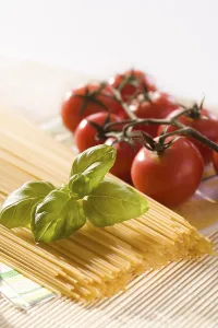 Fresh Tomato Ingredients Prints: Spaghetti, basil, tomatoes