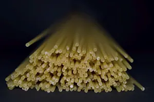 Plain Background Food Photography Prints: Spaghetti on Black Background