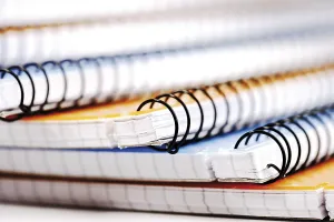 Office Supply Still Life Prints: Spiral notebooks