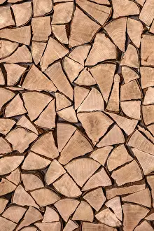 Wooden Structure Texture Prints: Split firewood as wall cladding, Switzerland