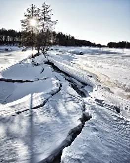 Prints of Split ice in Finland Lake Prints: Split Ice Print in Finnish Lapland