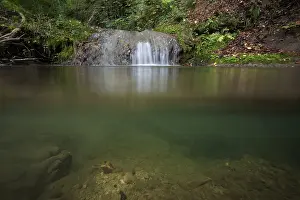 Uninhabited German Landscapes Prints: Split image, underwater view of the Tengen waterfall