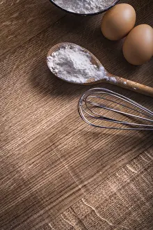 Wooden Spoon Detail Prints: Spoon with flour corolla eggs