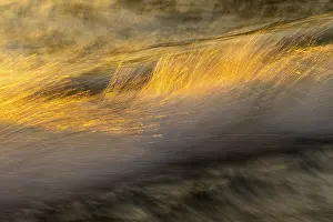 Beach Sunset Prints: Spray, waves on the beach, sunset
