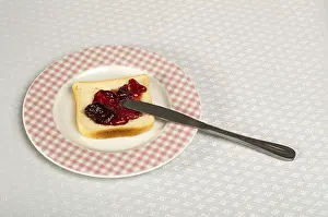 Berry Fruit Nutrition Prints: Spread jam on bread with knife