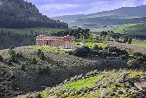 Ancient Greek Ruins Italy Prints: Spring landscape with the temple of Segesta