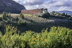 Sicily Landscape Prints: Spring landscape with the temple of Segesta