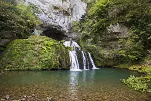 Western Europe Scenery Prints: Spring and waterfall, Source du Lison