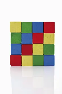 Red Coloured Bricks Prints: Square building bricks, mosaic