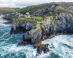 Aerial Photography England Prints: St Agnes Beach and cliffs from a drone