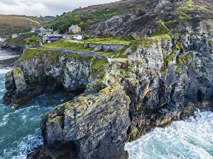 Steep Cliff Coastline UK Prints: St Agnes Beach and cliffs from a drone