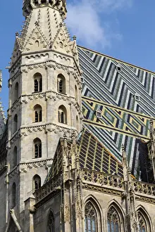 Historic City Centre Austria Prints: St. Stephen's Cathedral with ornately patterned