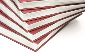Deserted Book Pile Prints: Stack of books isolated on a white background