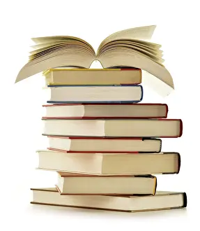 Isolated Book Stack Prints: Stack of books isolated on white background