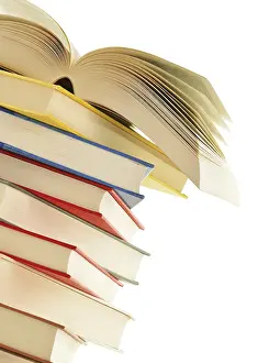 Isolated Books Prints: Stack of books isolated on white background