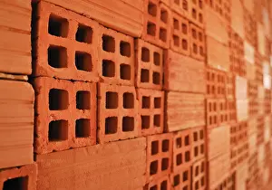 Close Up Brick Detail Prints: Stack of burnt clay bricks, Vinh Long