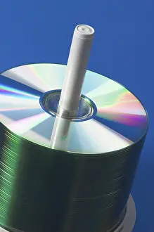 Data Transmission Technology Prints: Stack of CD media