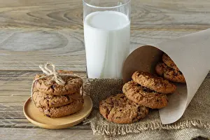 Grocery Store Baked Goods Prints: A stack of chocolate chips cookies on baking paper