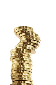 Euro Coin Stack Prints: A stack of coins