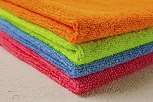Cleaning Supplies Prints: A stack of colored cloth, microfiber