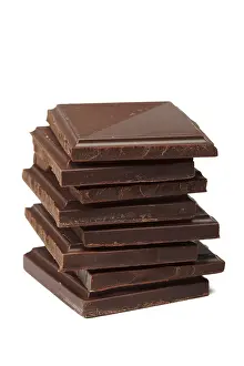 Dark Chocolate Prints: Stack of dark chocolate isolated on white