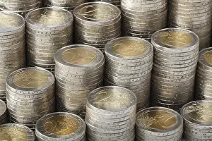 Deserted Money Pile Prints: Stack of two euro coins, Germany