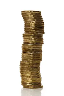 Euro Coin Stack Prints: Stack of euro coins, stack of money