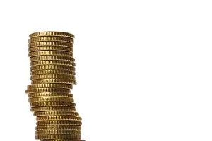 Euro Coin Stack Prints: Stack of euro coins, stack of money