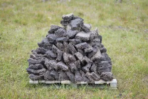 Peat Extraction Europe Prints: Stack of extracted peat from the Scottish Highland moors