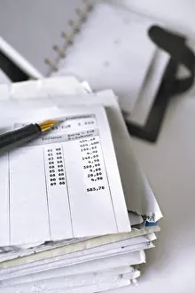 Financial Statement Prints: Stack of letters, bank statement