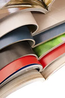 Deserted Library Interior Prints: Stack of magazines, poland